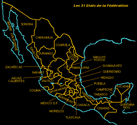 Les 31 états de la Fédération du Mexique...