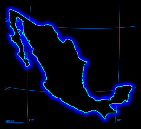 La carte des frontières du Mexique...